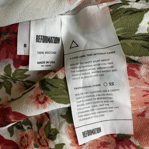 Reformation Floral Cottage Spring Mini Dress 8 | Tie Strap Garden Party Romantic - Picture 7 of 8